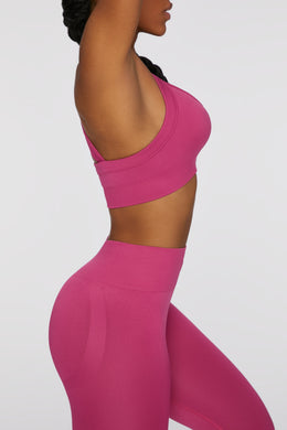 Cross Back Sports Bra in Dark Pink