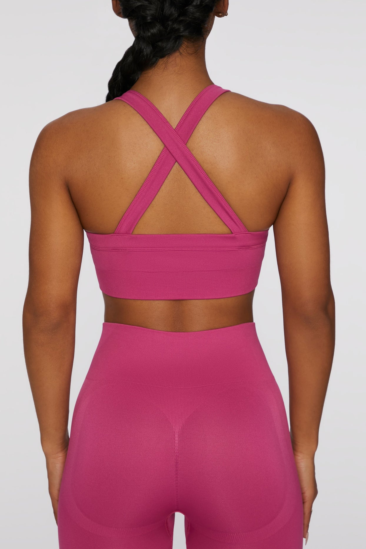 Cross Back Sports Bra in Dark Pink