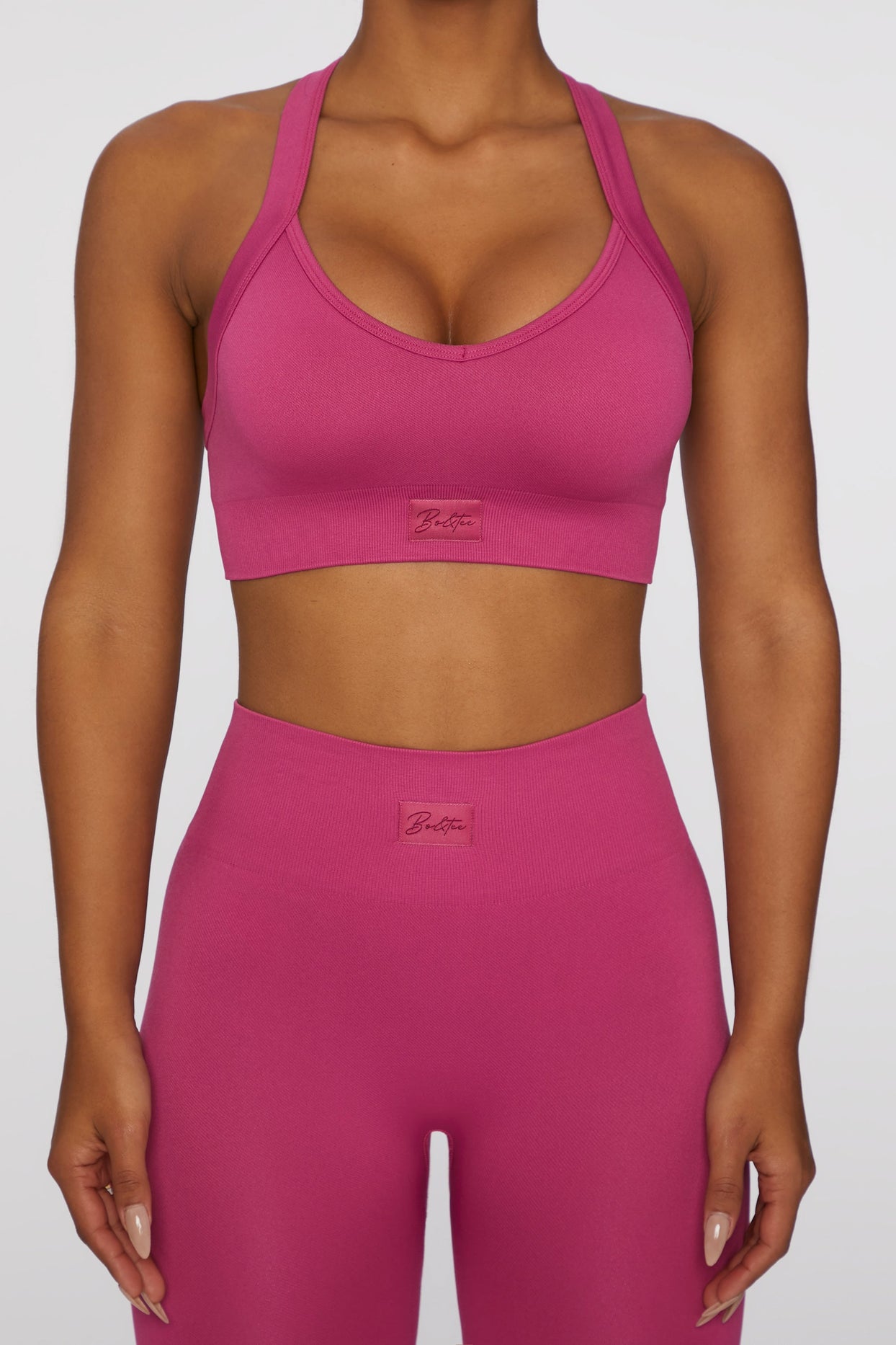 Cross Back Sports Bra in Dark Pink