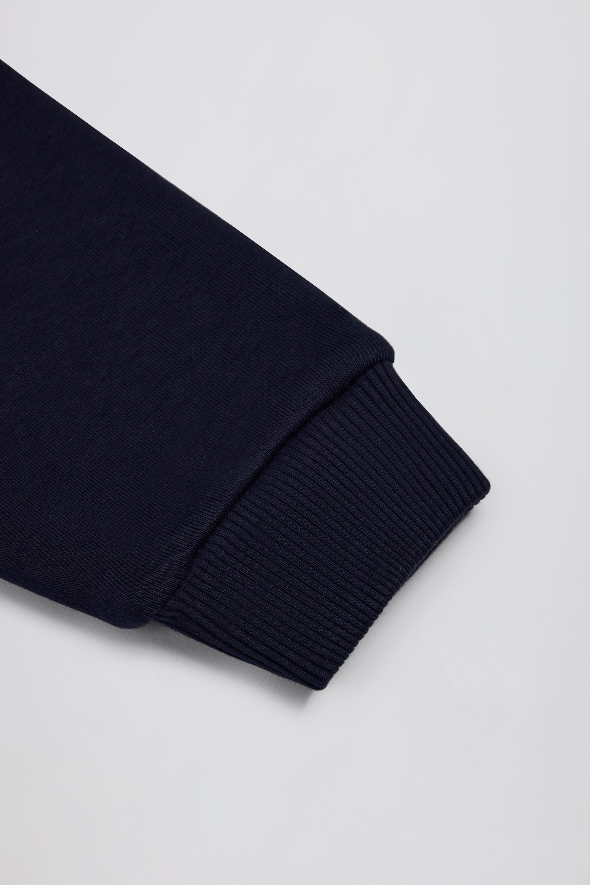 Brushed Jersey Button-Up Cropped Cardigan in Classic Navy