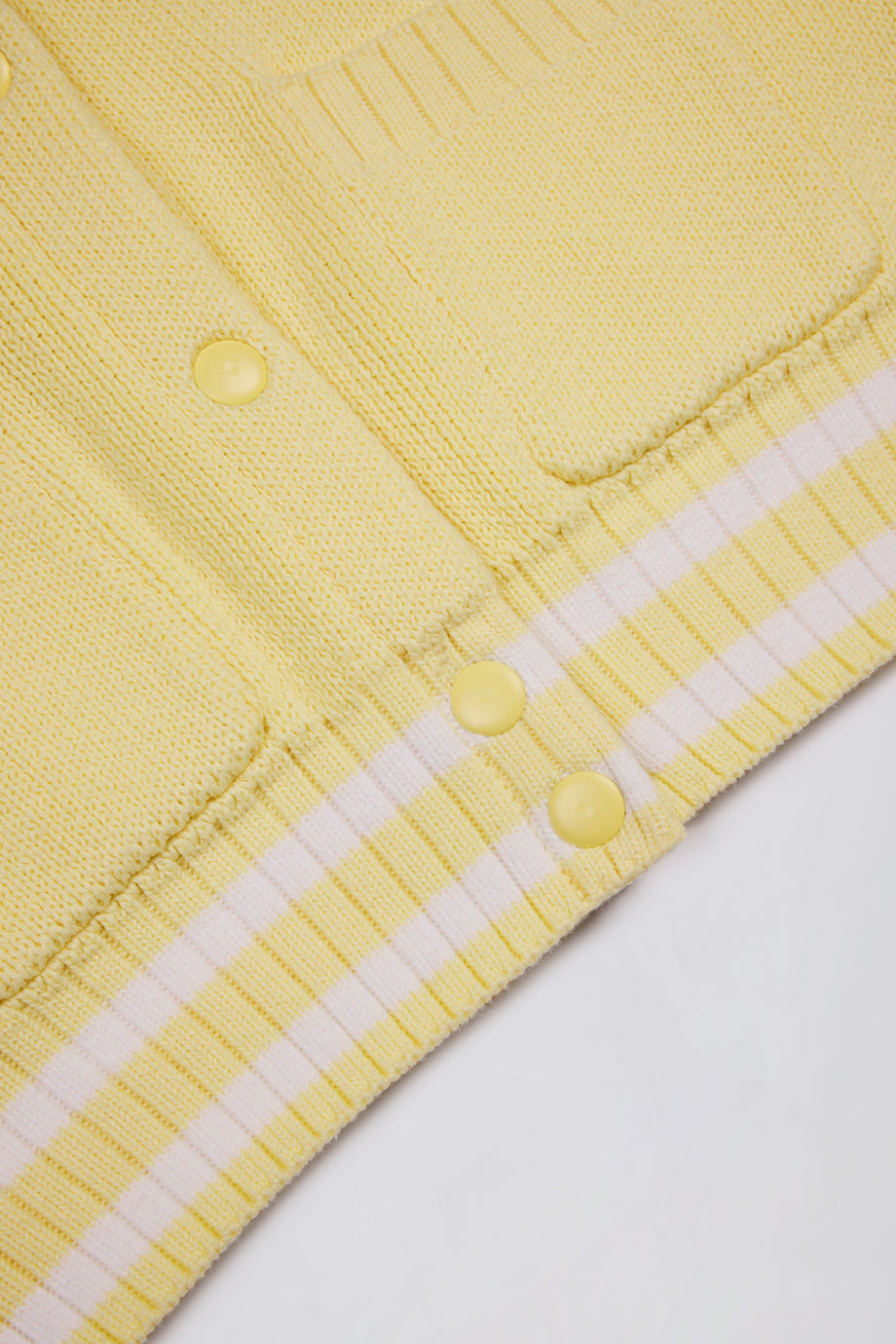 Button-Up Cropped Knit Cardigan in Soft Yellow