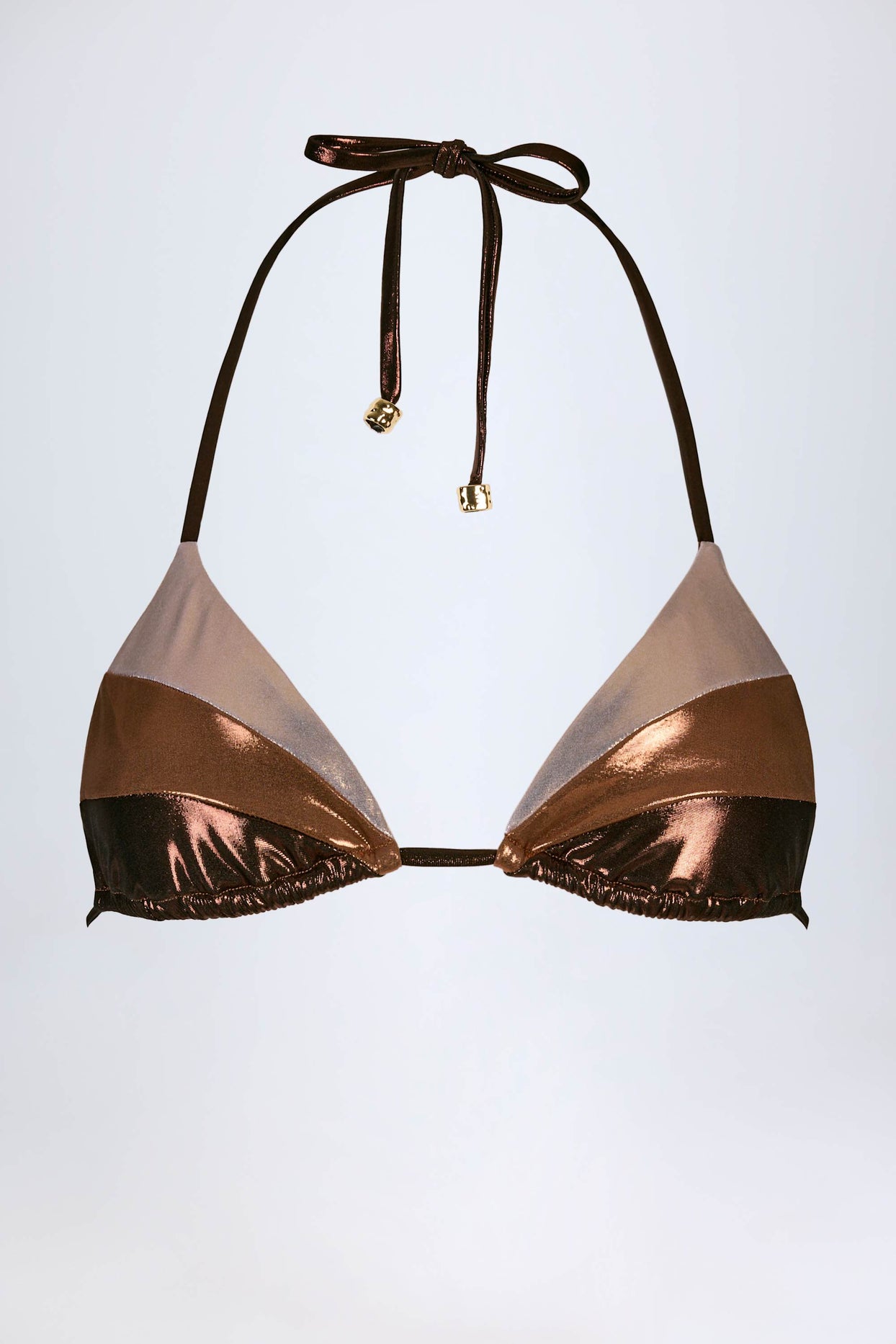 Panelled Bikini Bra in Bronze Gold