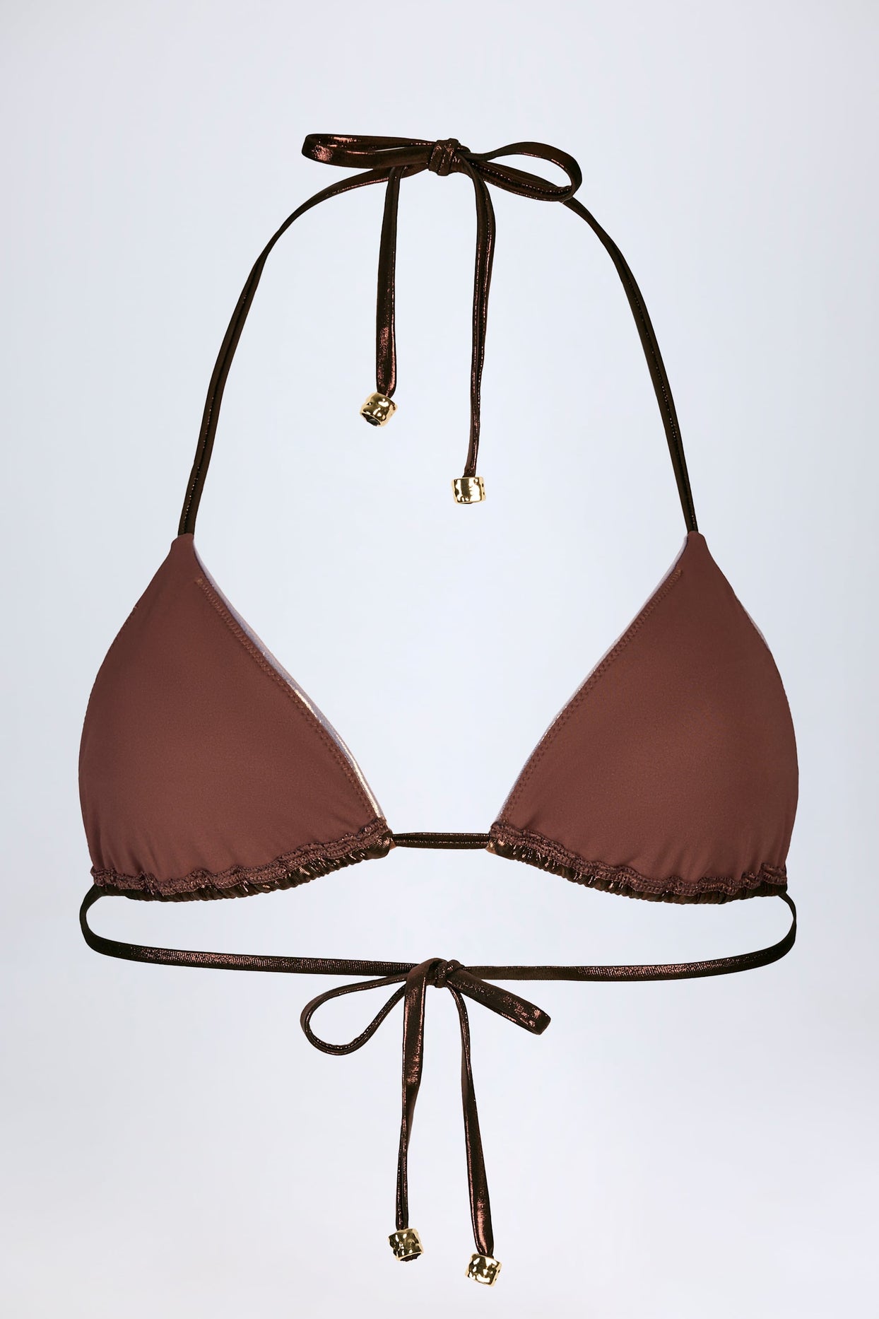 Panelled Bikini Bra in Bronze Gold