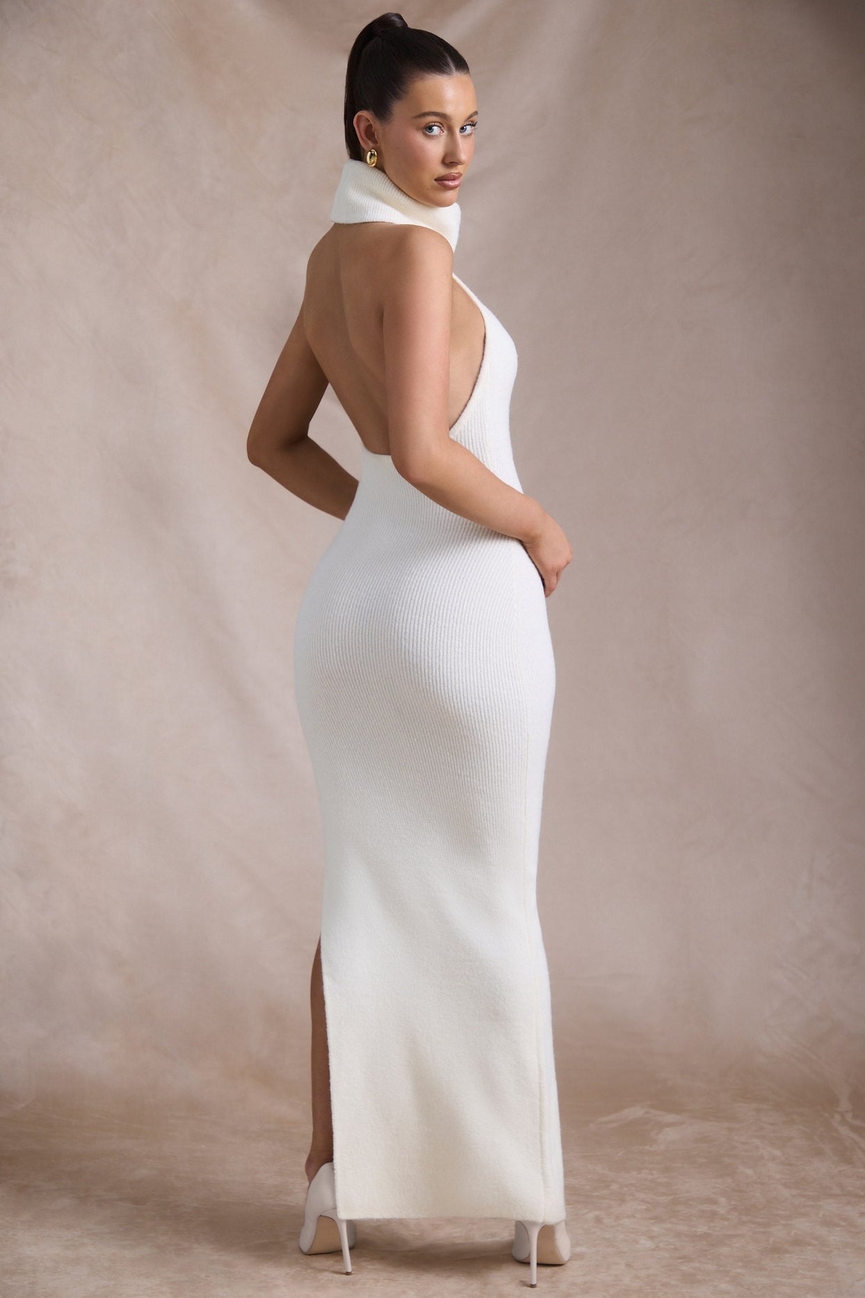 turtleneck dress open back Ripley Rader Backless Turtleneck Dress in Black