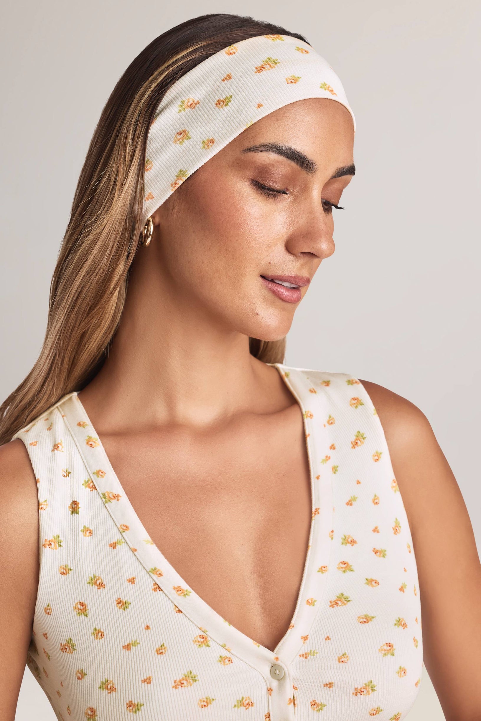 Modal Ribbed Headband in Floral Print - 2