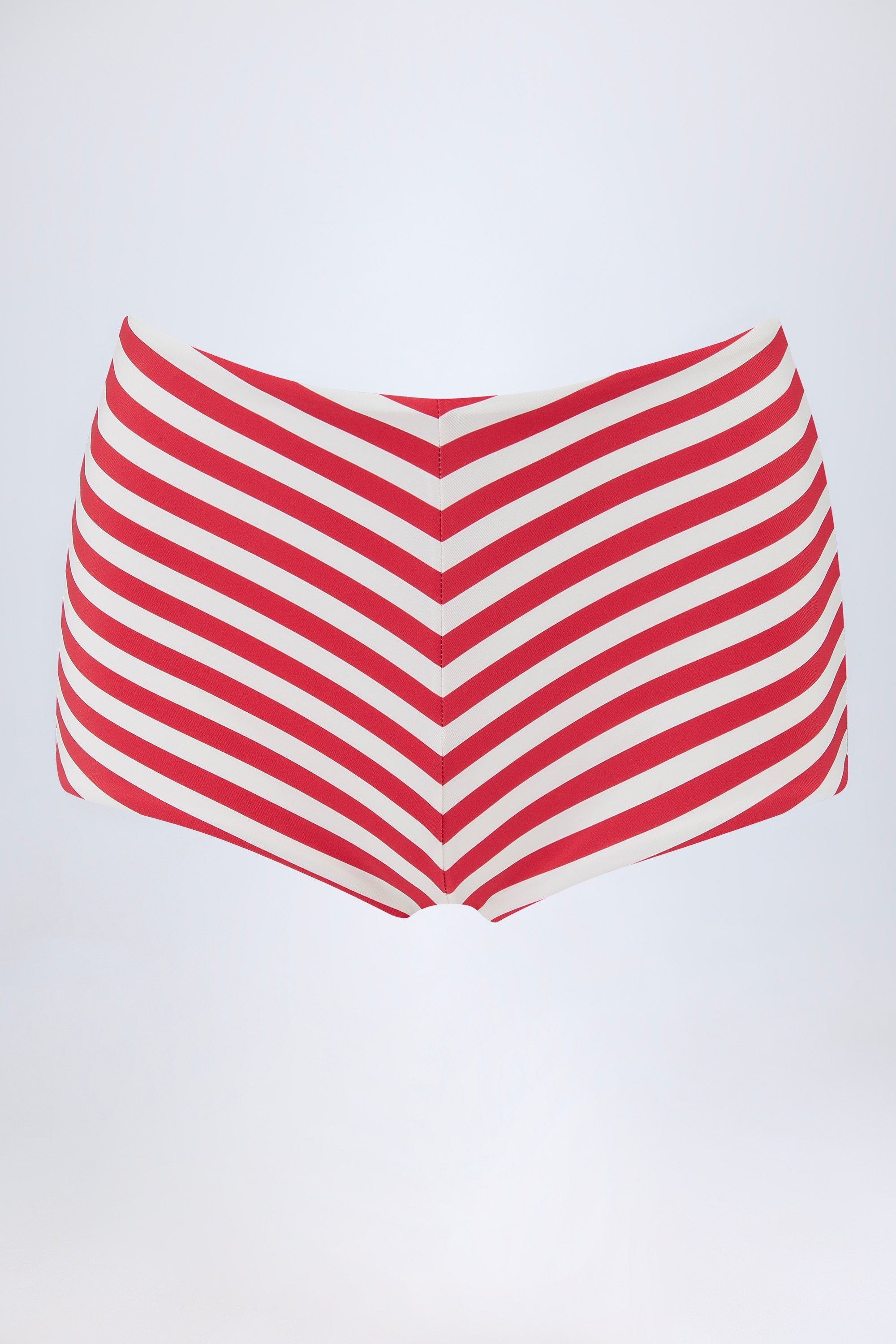 Mid-Rise Hot Pants in Cherry Red Stripe