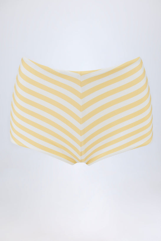Mid-Rise Hotpants in Lemon Yellow Stripe