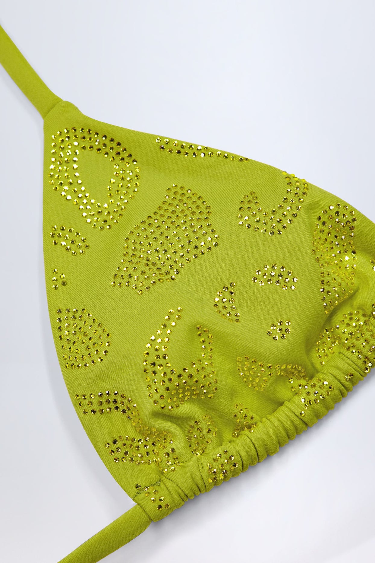 Charm-Detail Triangle Bikini Top in Olive Leopard Hotfix