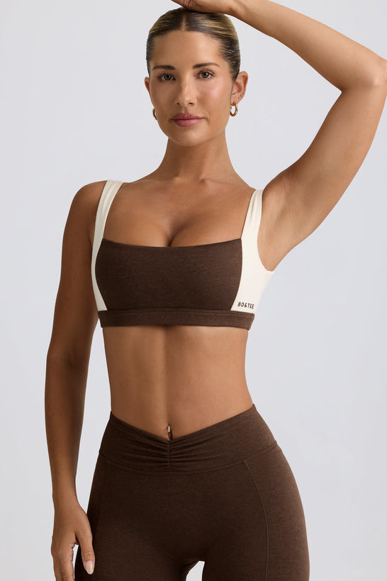 Contrast Sports Bra in Pecan Marl