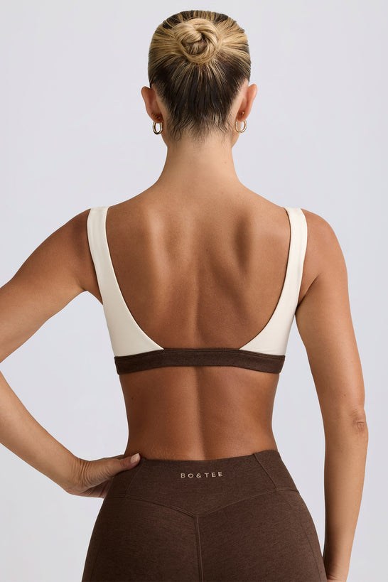 Contrast Sports Bra in Pecan Marl