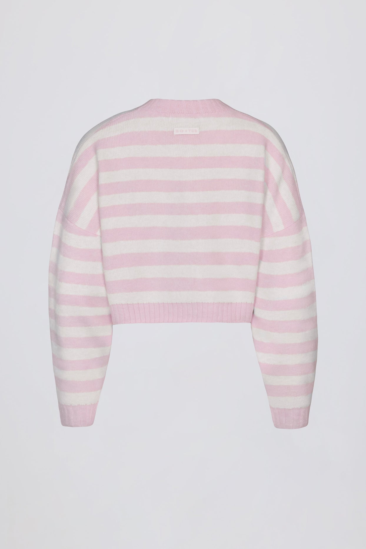 Cropped Knit Cardigan in Pink Stripe