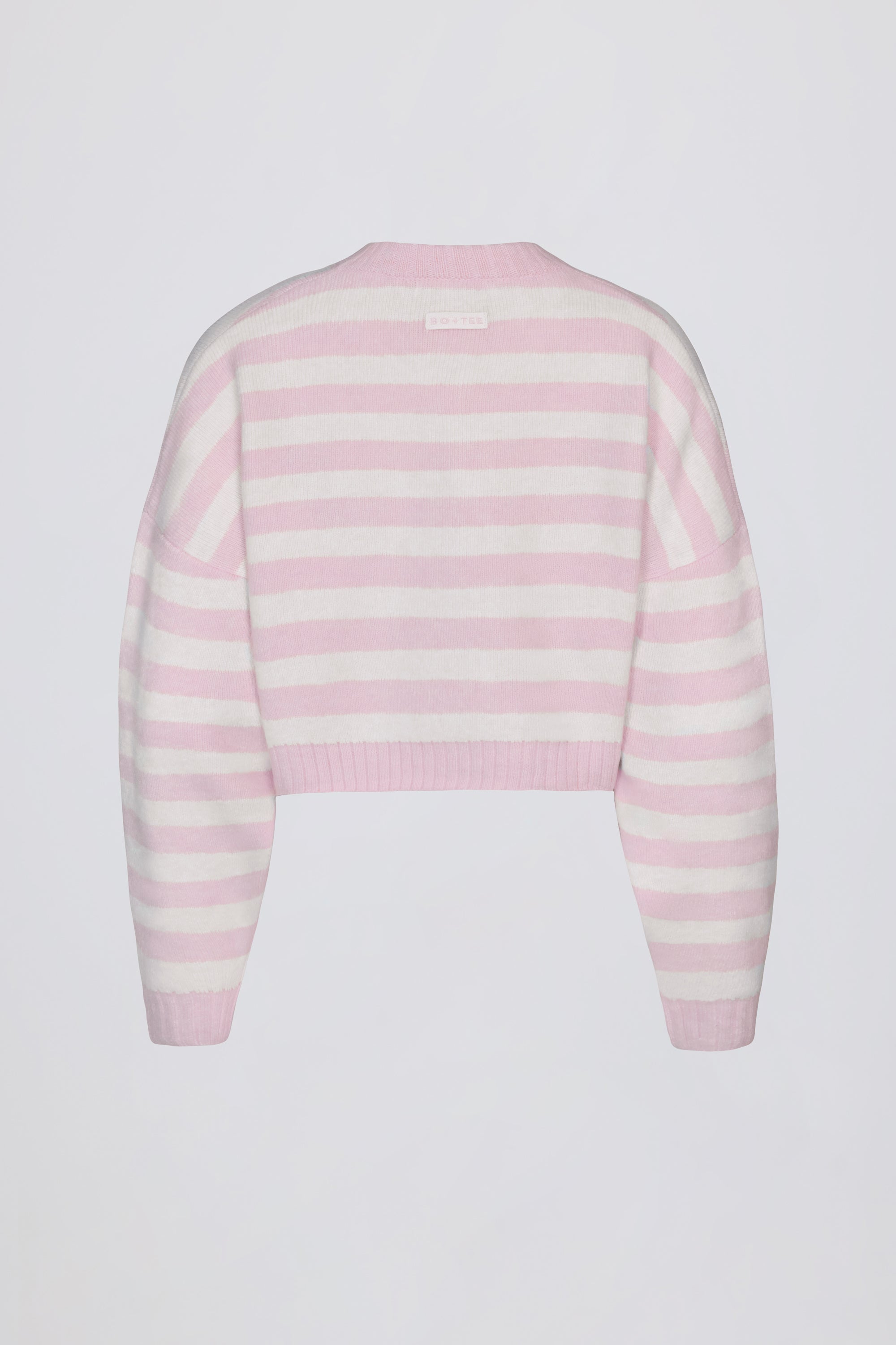 Soft Knit Stripe Cropped Cardigan in Pink Stripe