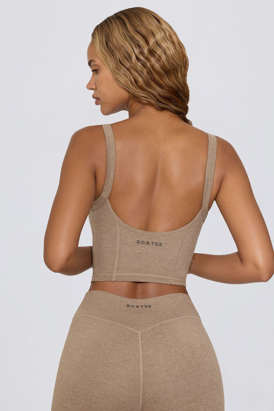 بلوزة قصيرة بدون أكمام بلون موكا مارل