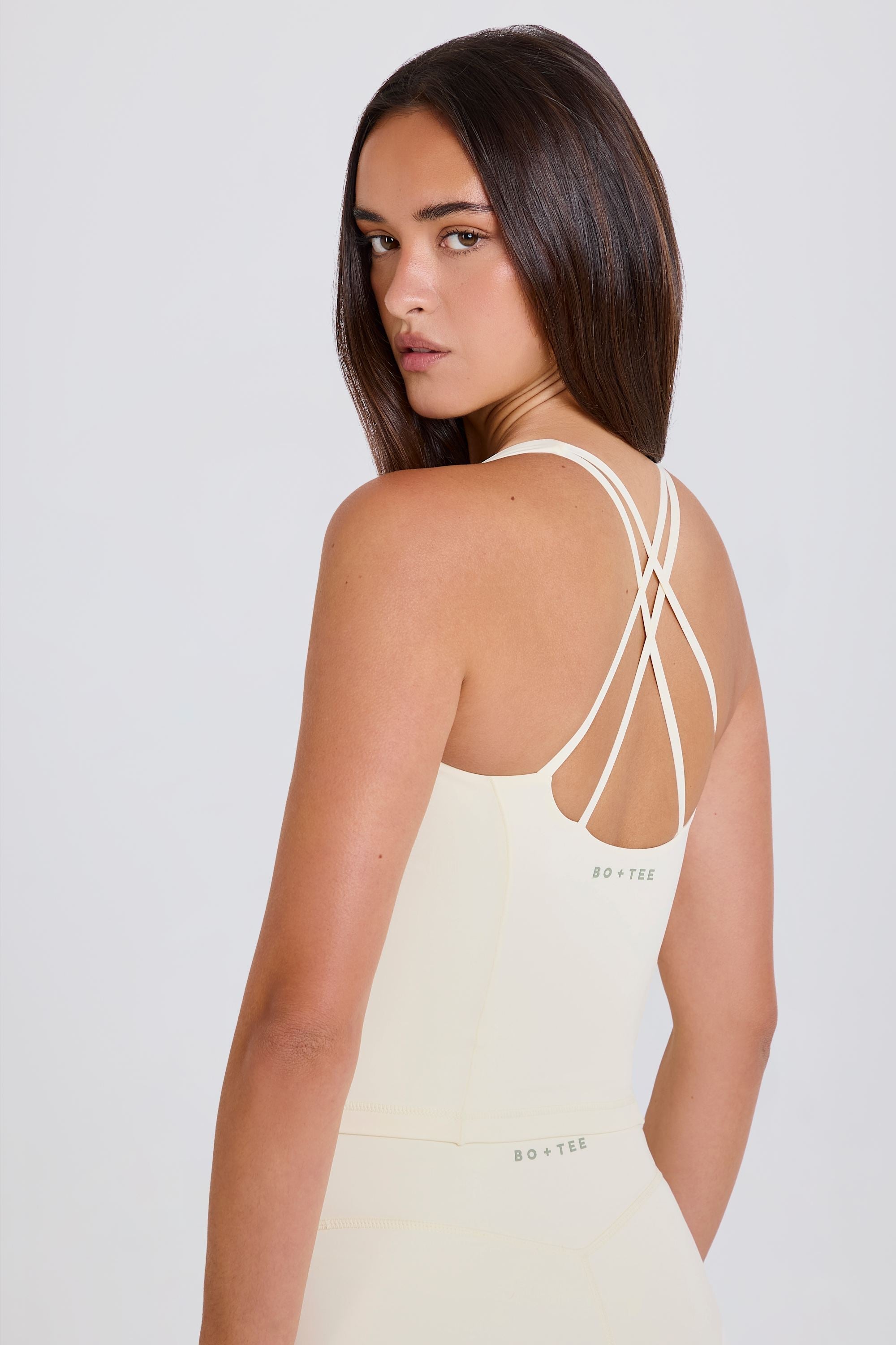 Crossback Longline Tank Top in Cream