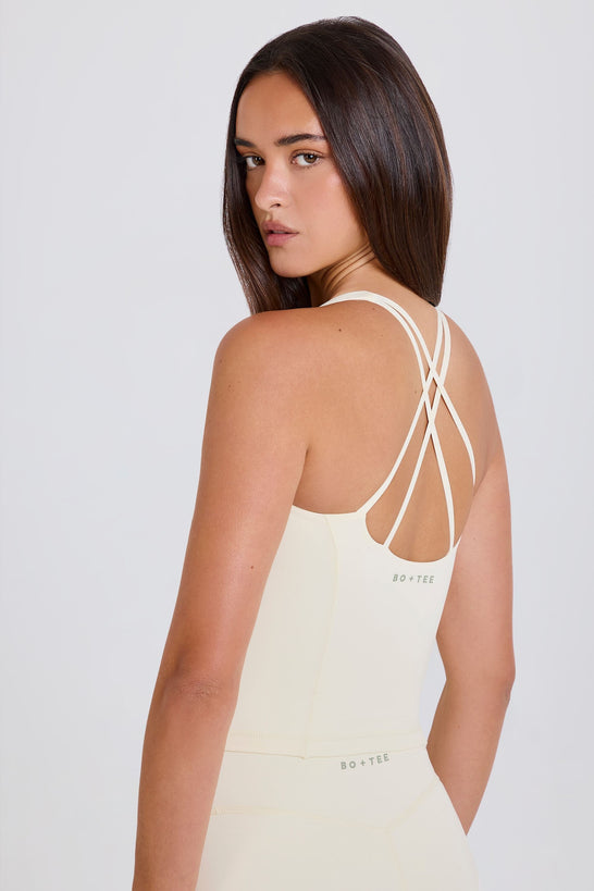 Cross-Back Longline Tank Top in Cream