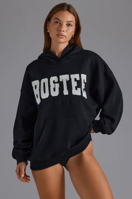 Appliqué Oversized Hoodie in Black