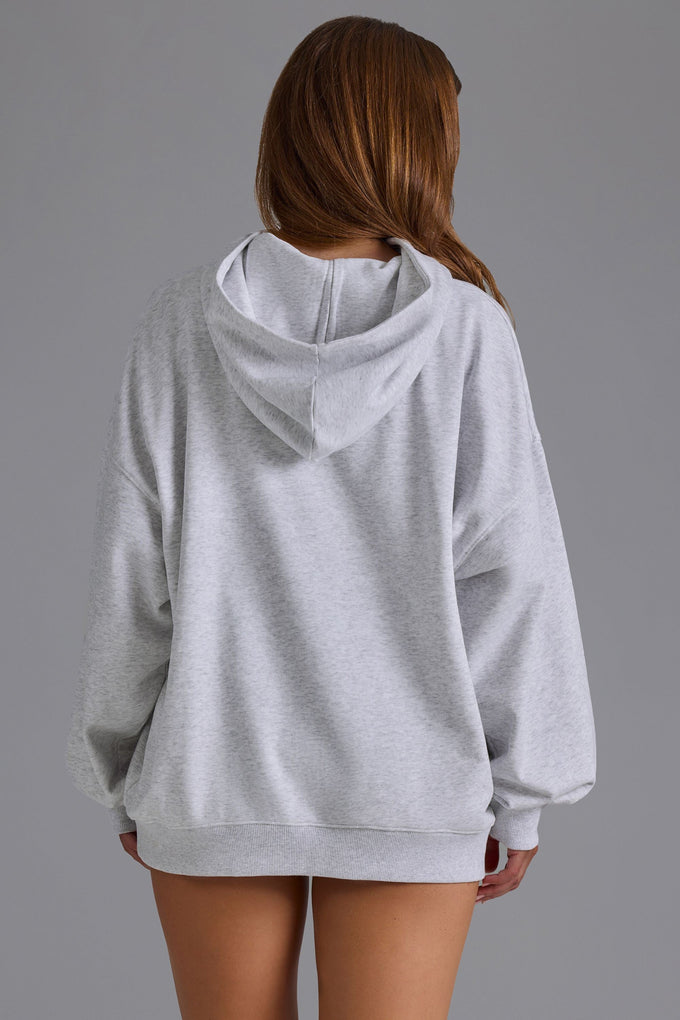 Appliqué Oversized Hoodie in Grey Marl