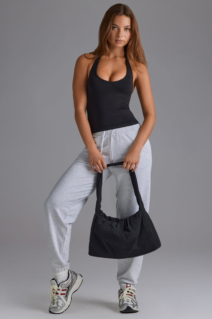 Drawstring Puffer Tote Bag in Black