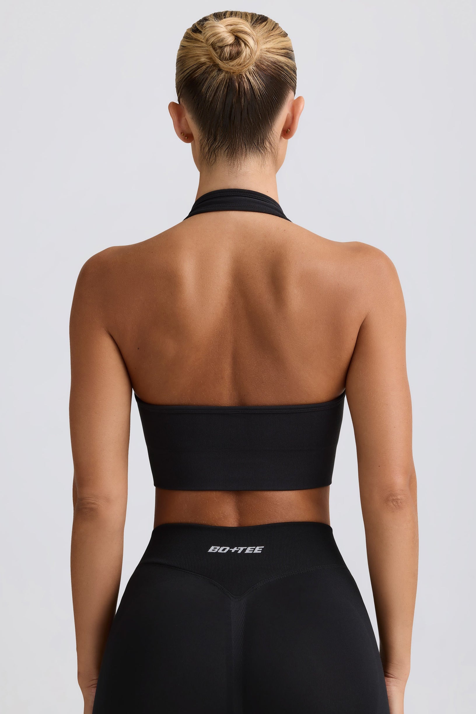 Define Luxe Halterneck Sports Bra in Jet Black - 2