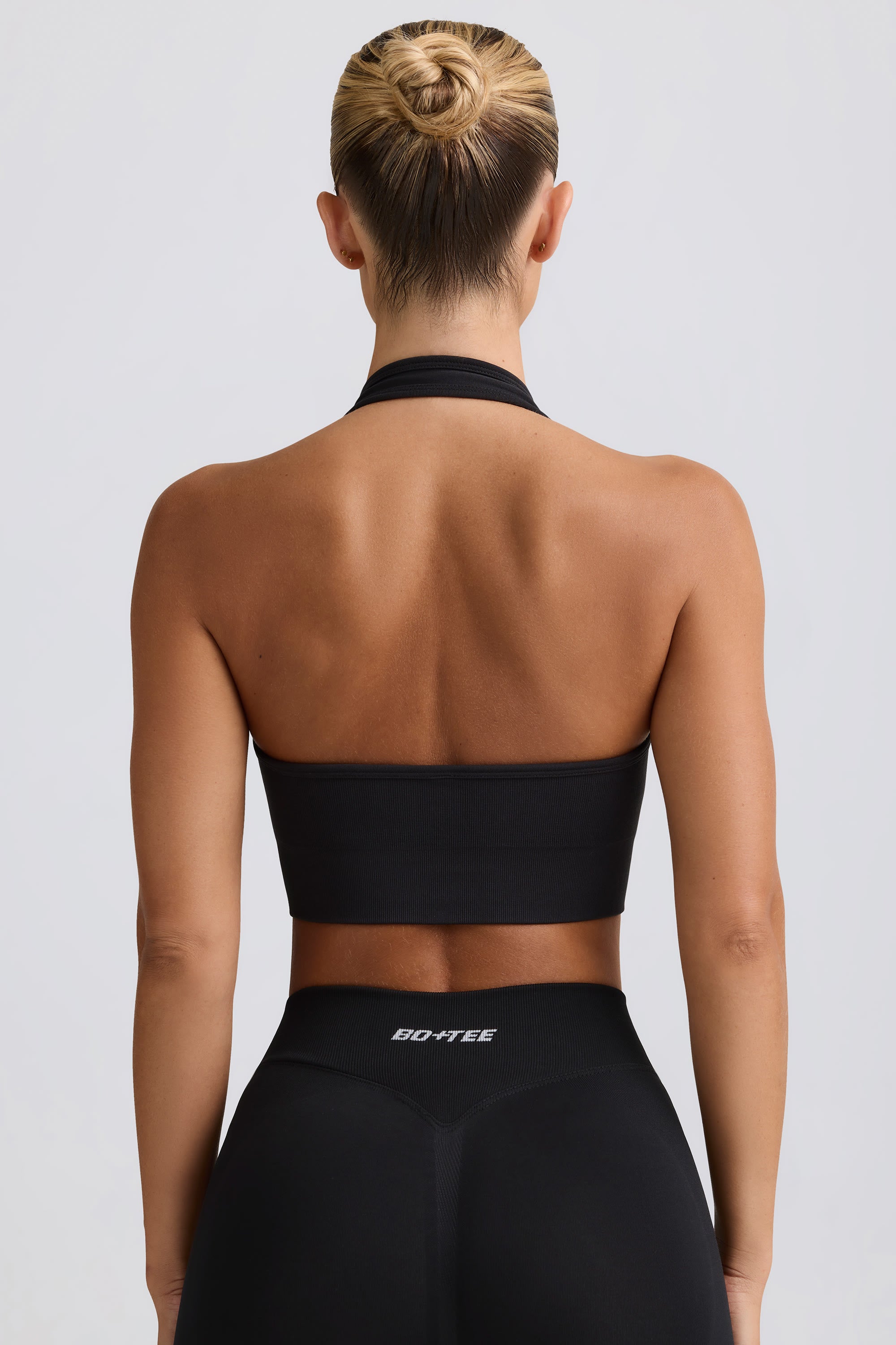 Define Luxe Halterneck Sports Bra in Jet Black - 2