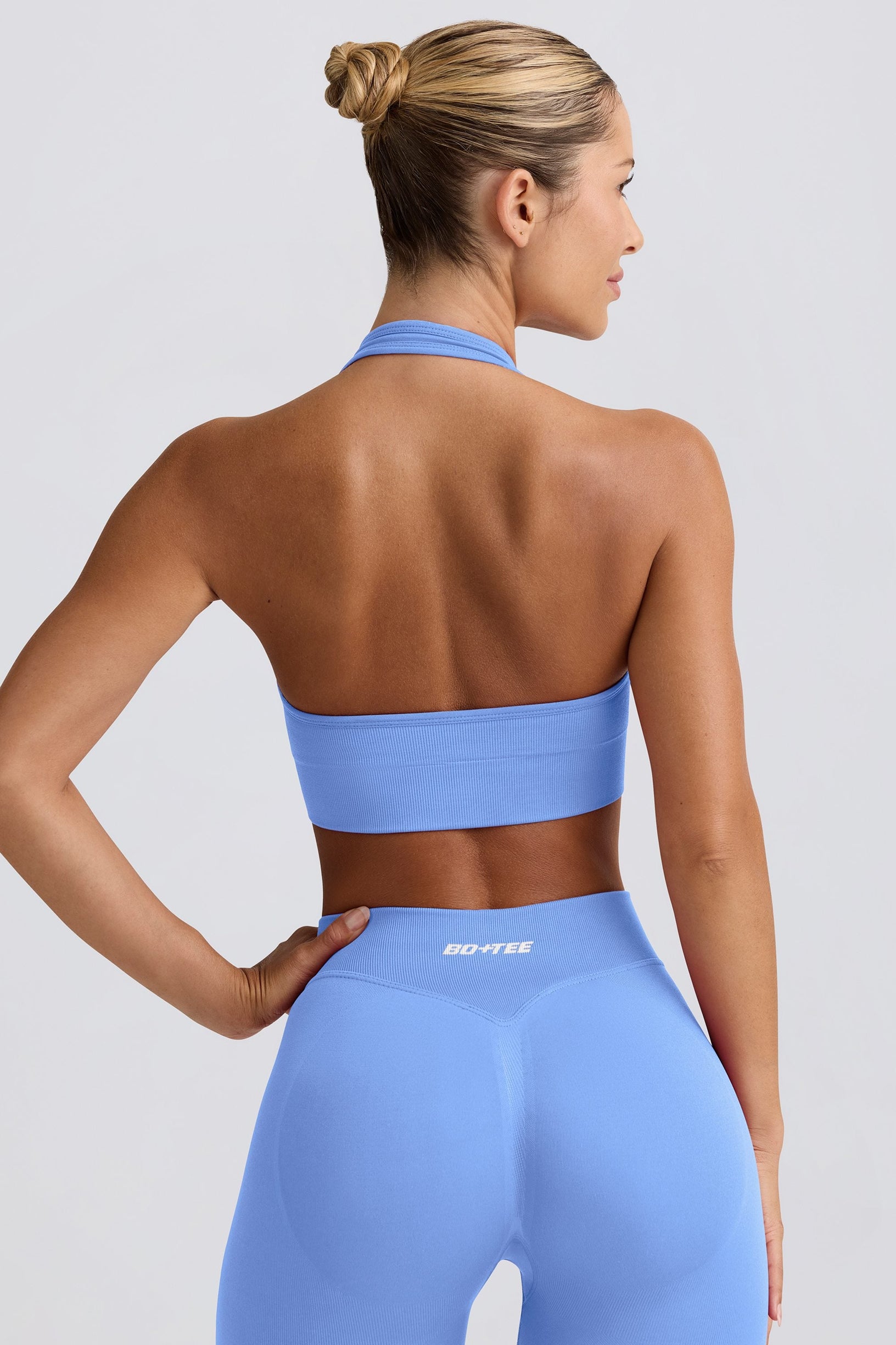 Define Luxe Halterneck Sports Bra in Light Blue - 2