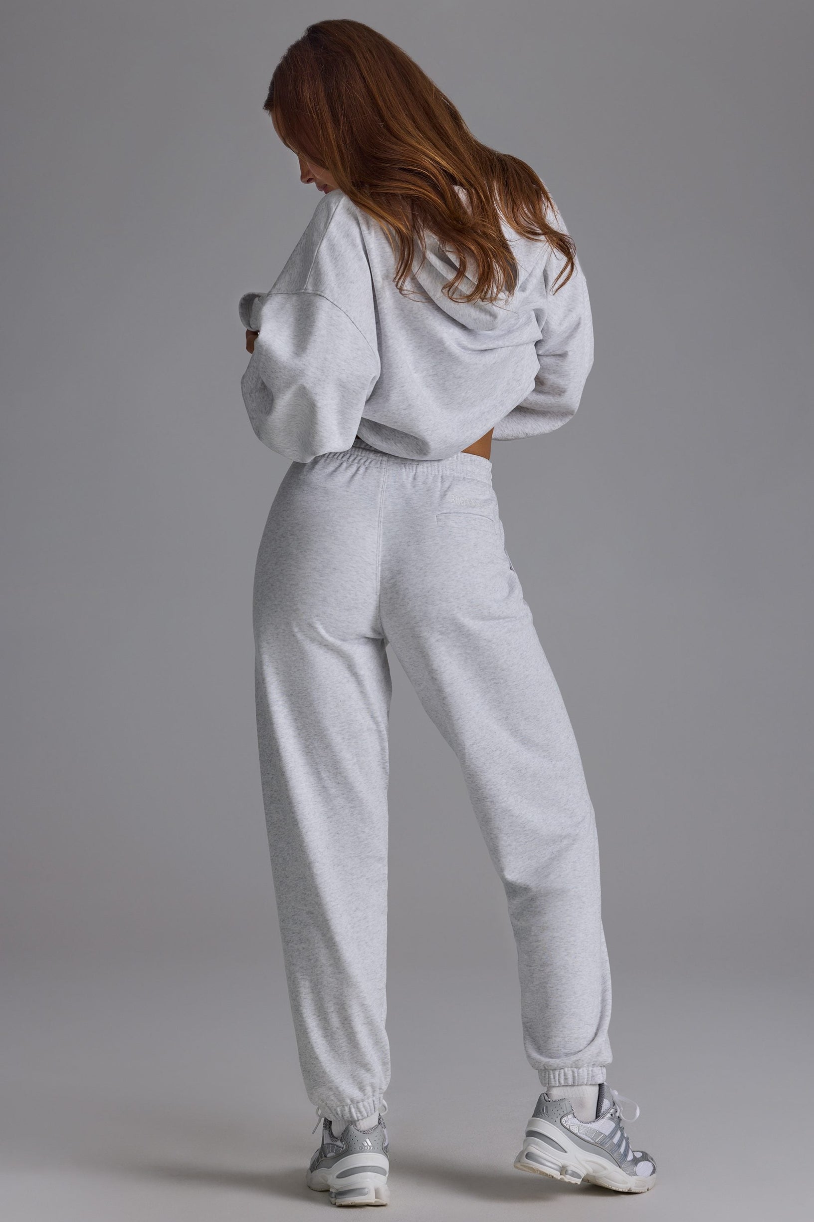 Soft Cotton Jersey Relaxed Mid-Rise Joggers in Grey Marl - 2