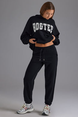 Relaxed Mid-Rise Joggers in Black