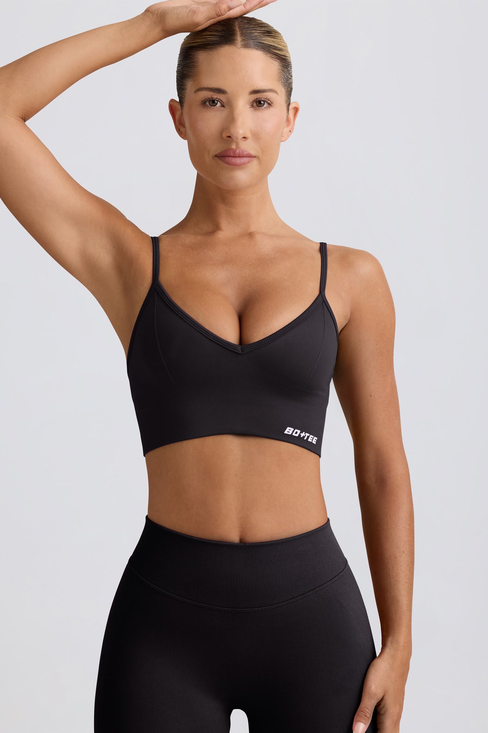 Define Luxe V-Neck Sports Bra in Black - 1