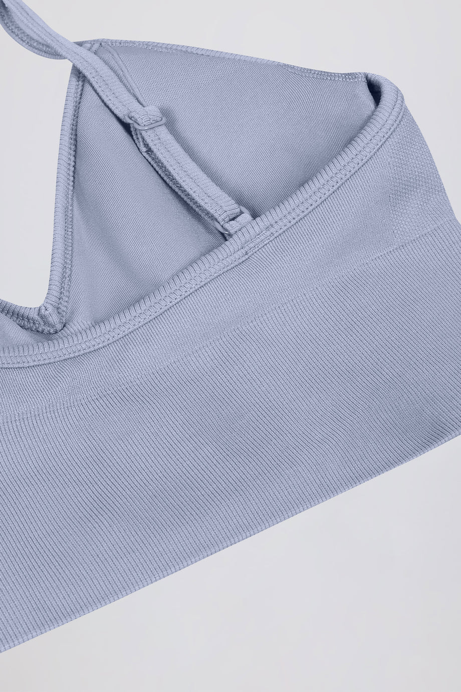 Define Luxe V-Neck Sports Bra in Blue Grey