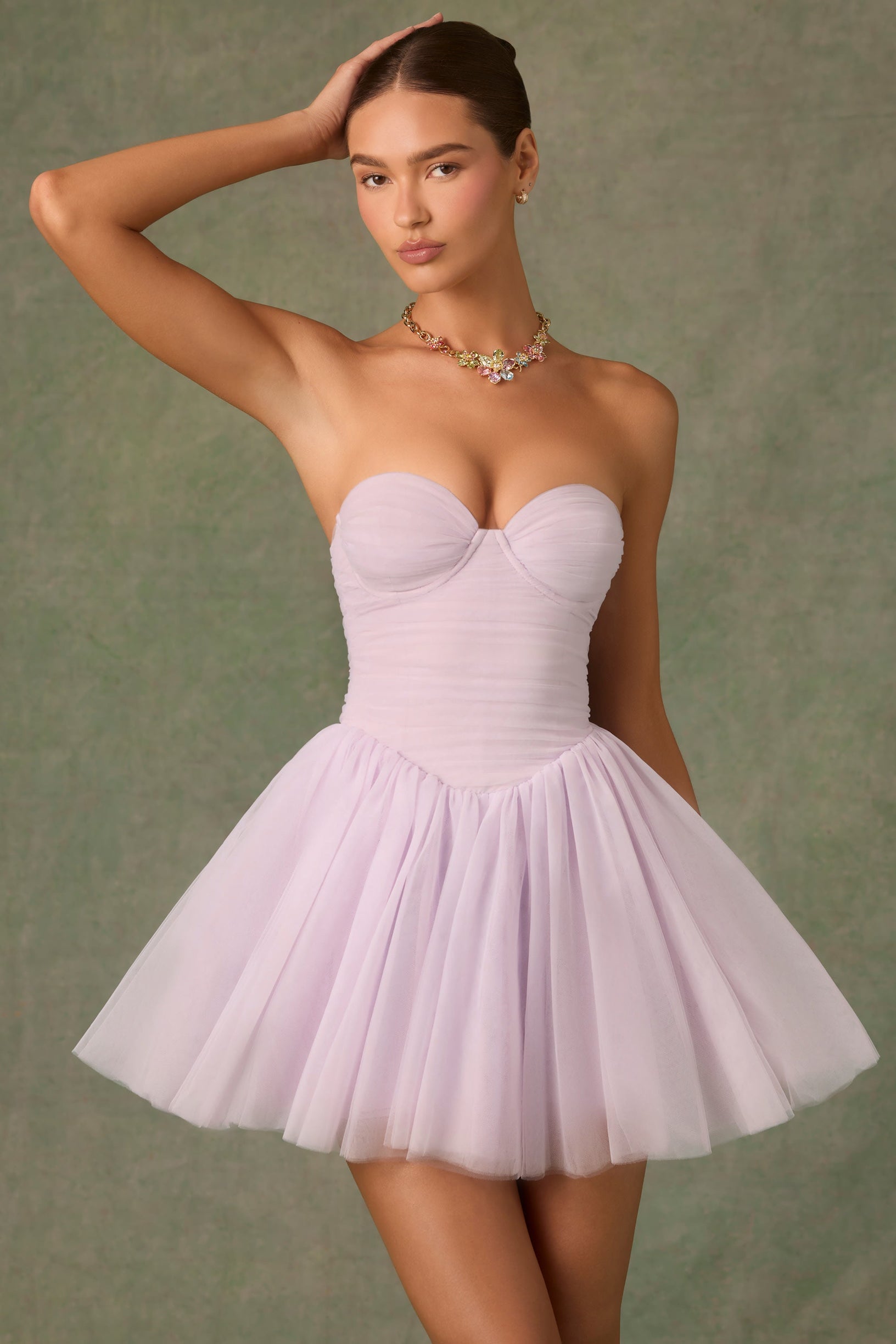Tulle Corset Mini Dress in Lilac - 1