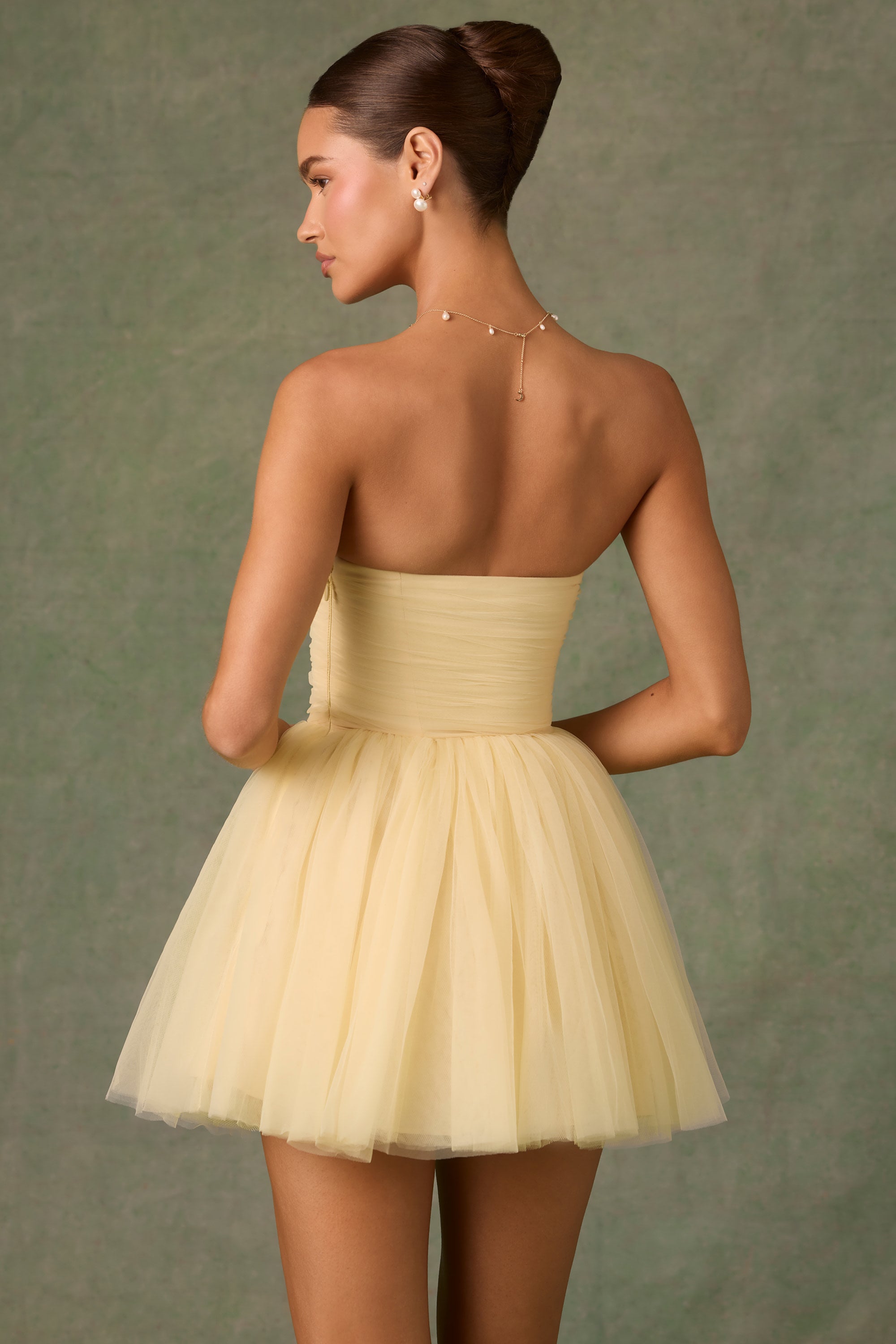 Tulle Corset Mini Dress in Yellow