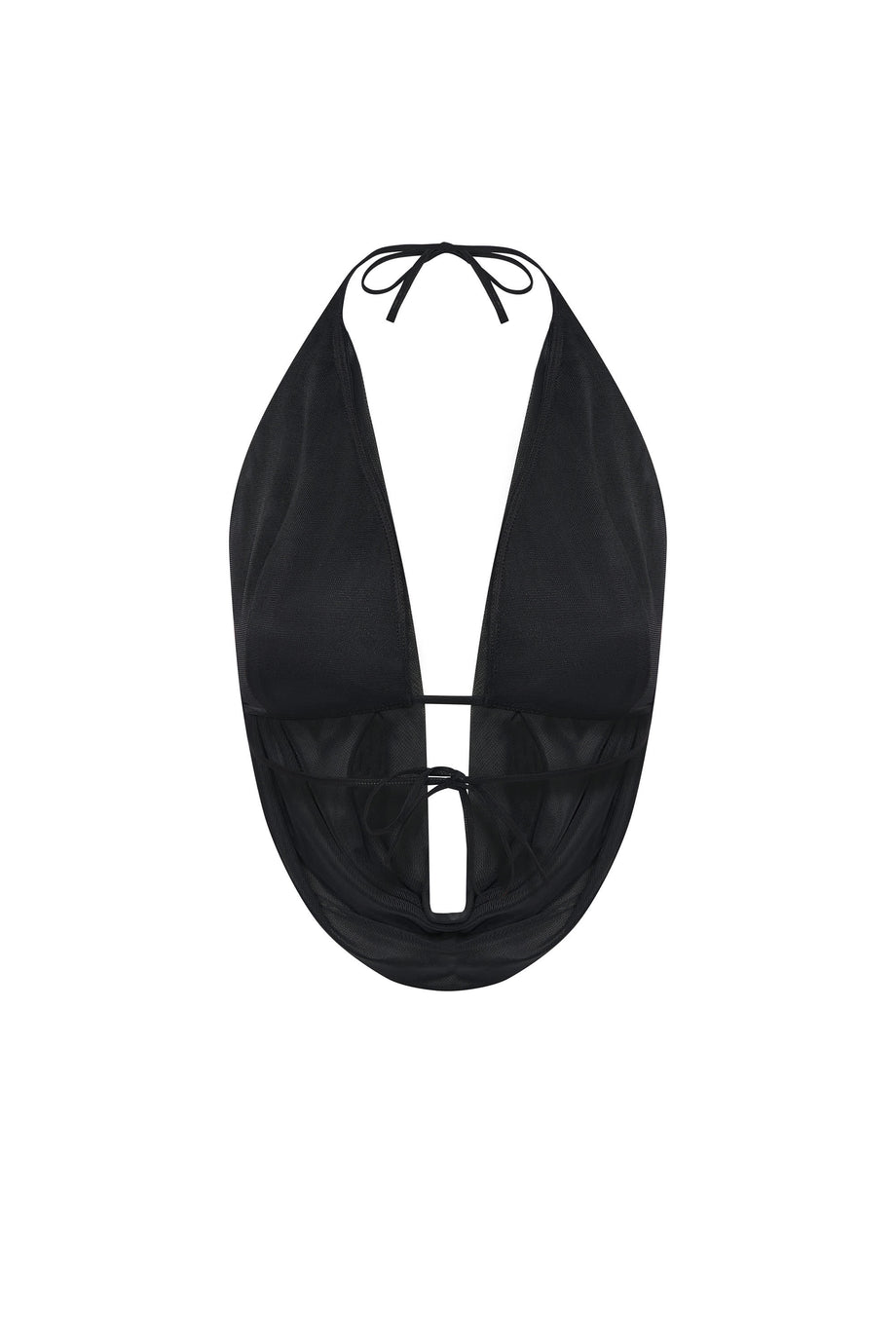 Cowl-Neck Backless Crop Top in Black