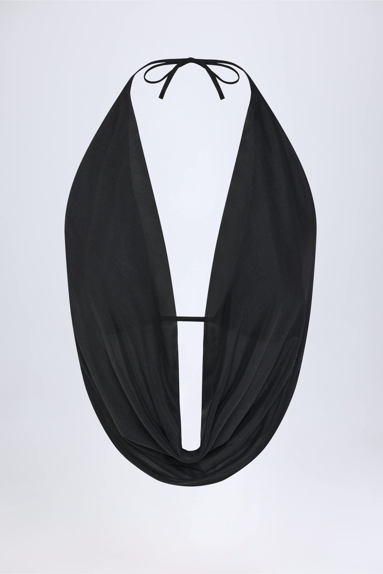 Cowl-Neck Backless Crop Top in Black