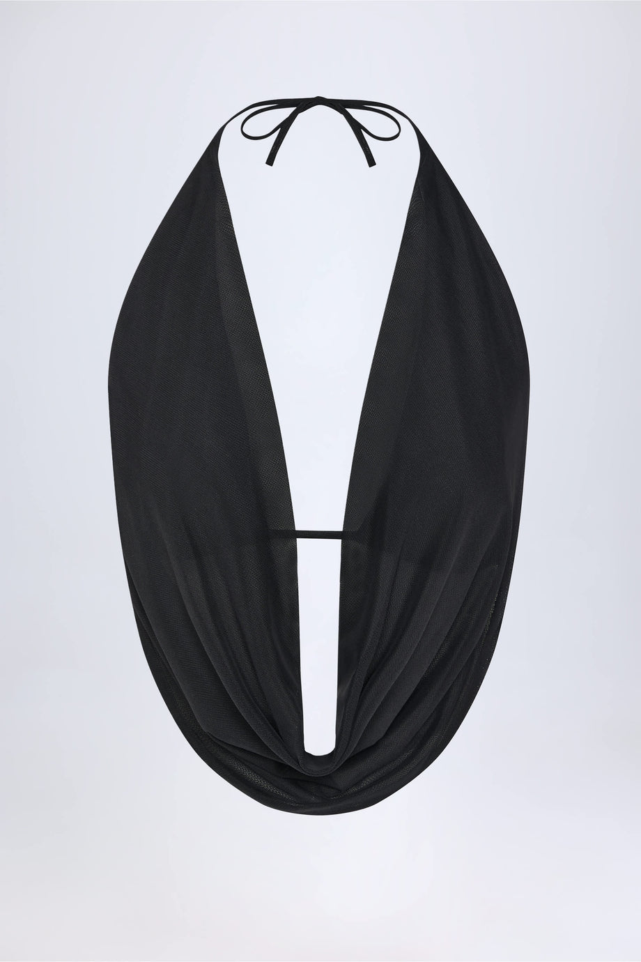 Cowl-Neck Backless Crop Top in Black