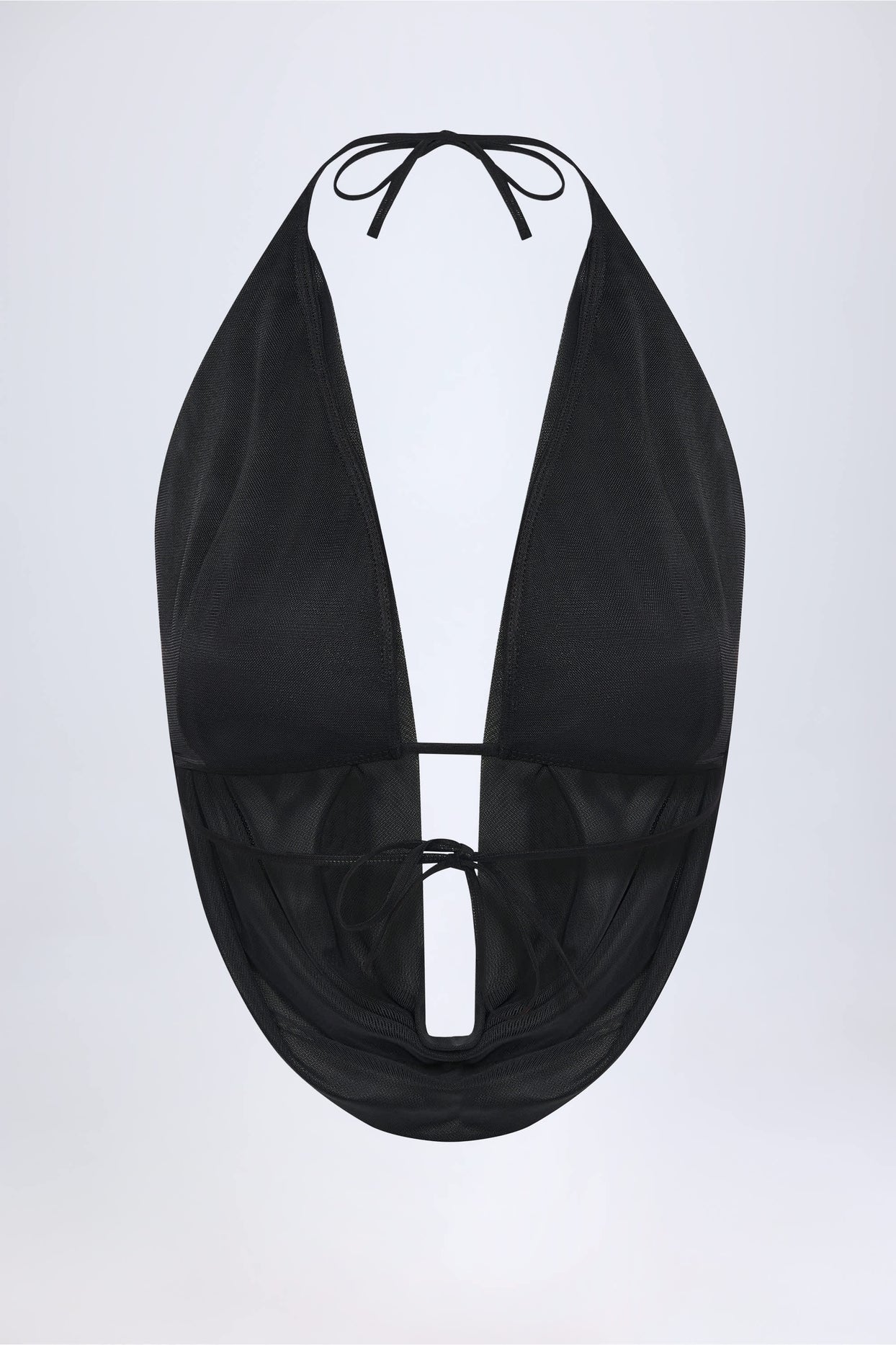 Cowl-Neck Backless Crop Top in Black