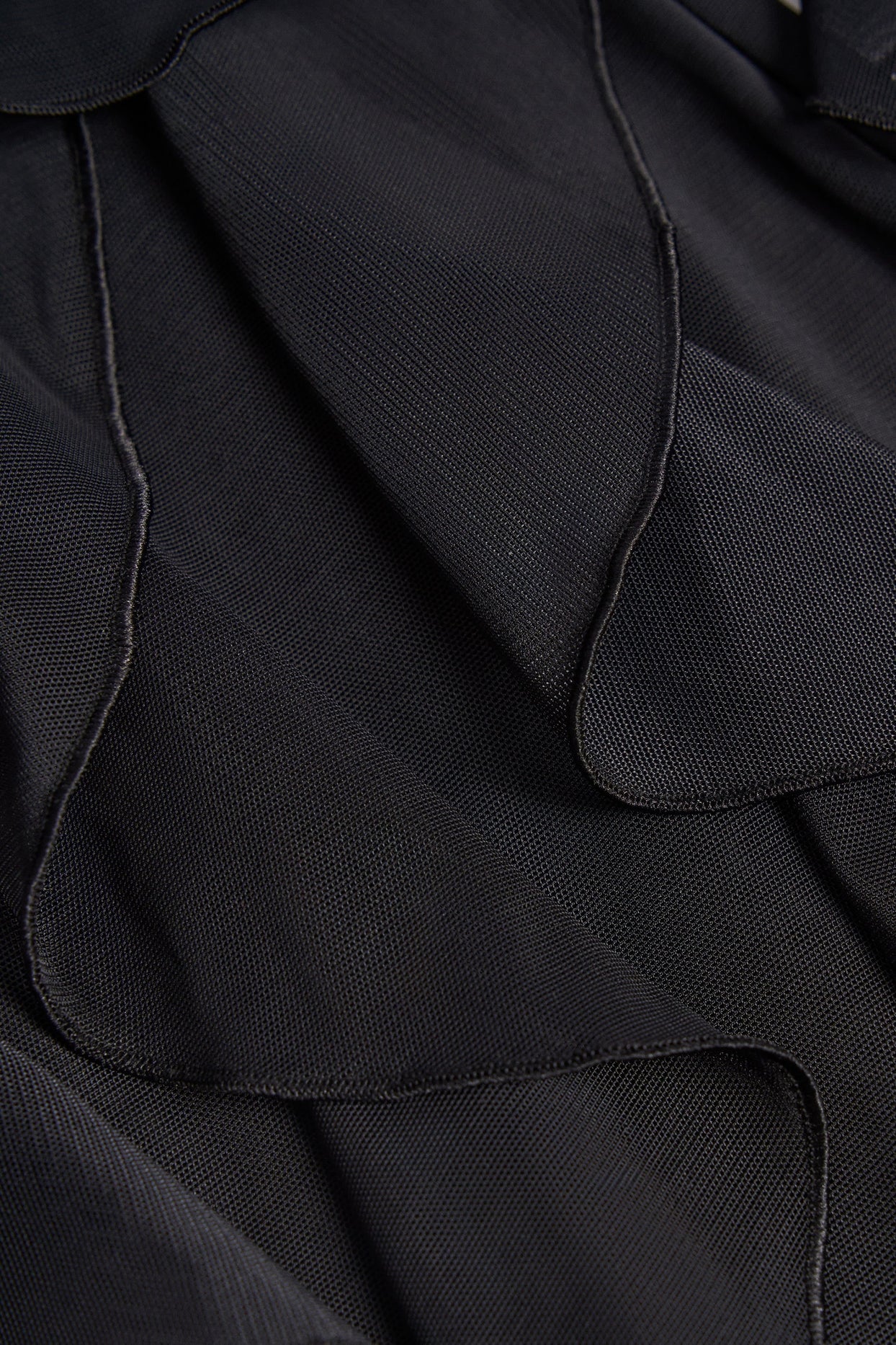 Ruffled Mid-Rise Flared Trousers in Black