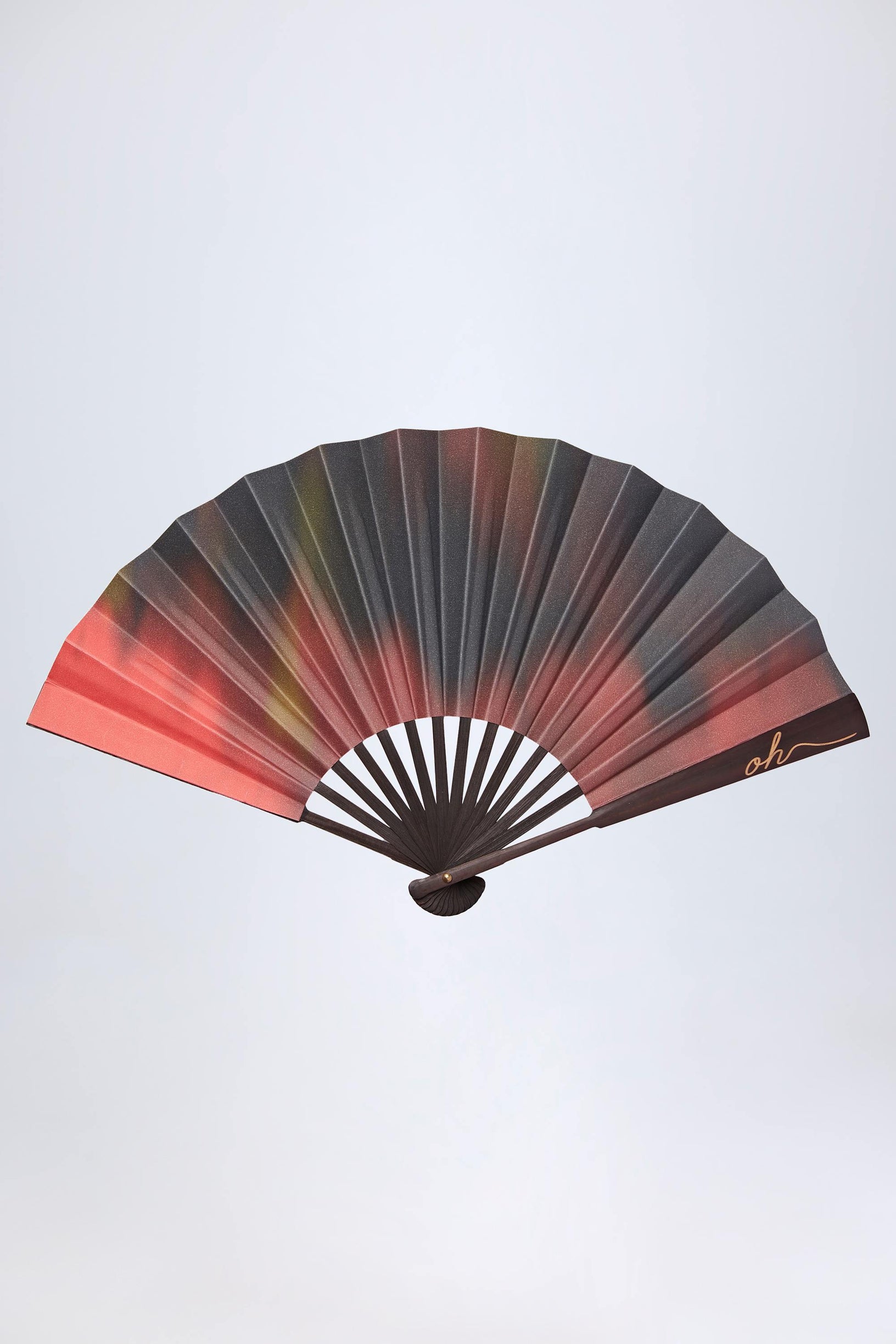 Folding Hand Fan in Red Blurred Print - 1