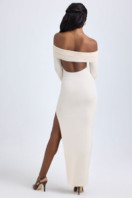 Modal Off-Shoulder Open-Back Maxi Dress in Ivory