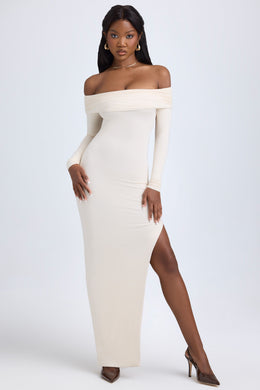 Modal Off-Shoulder Open-Back Maxi Dress in Ivory