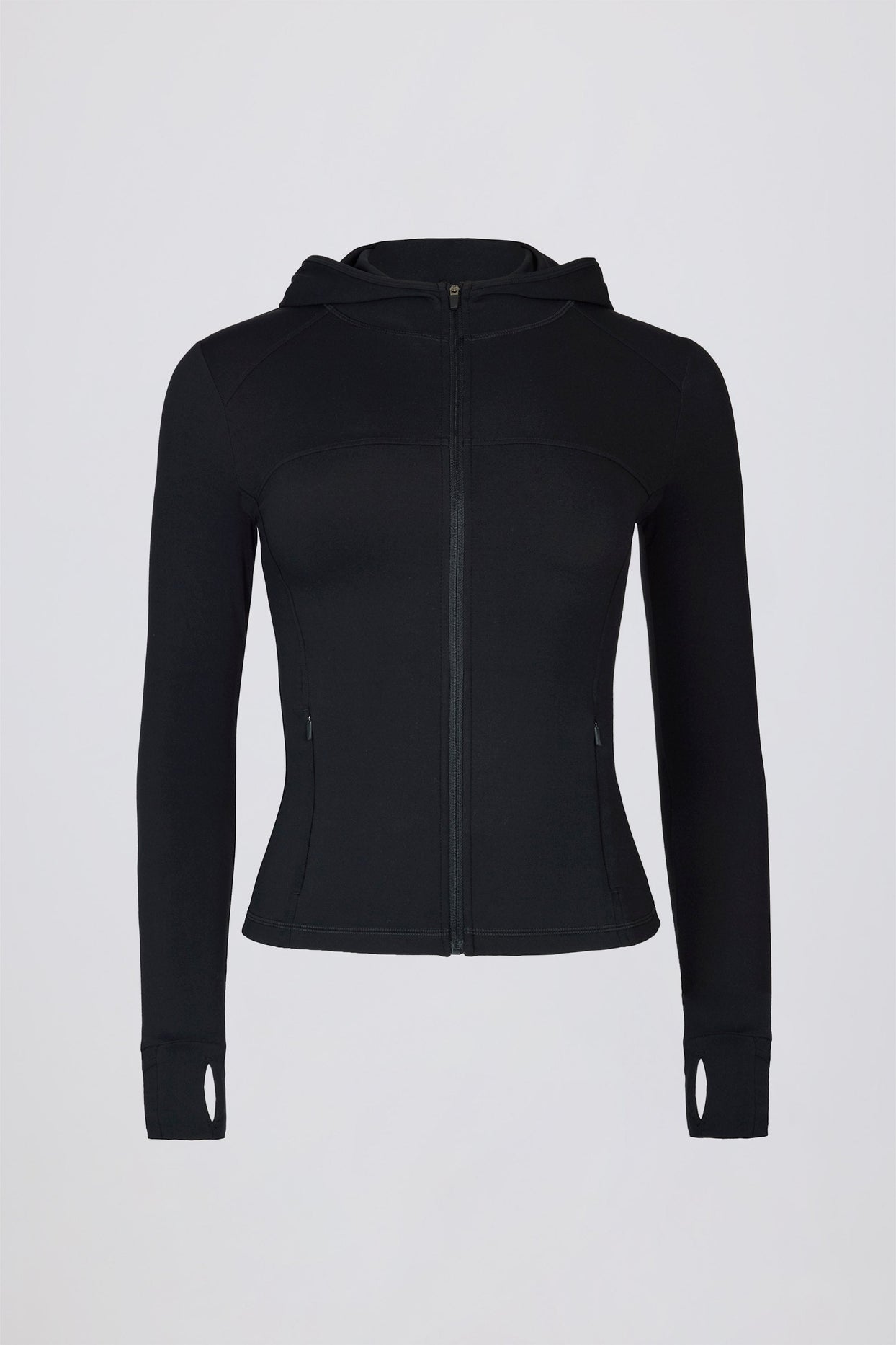Soft Active Hooded Mid-Layer Jacket in Black