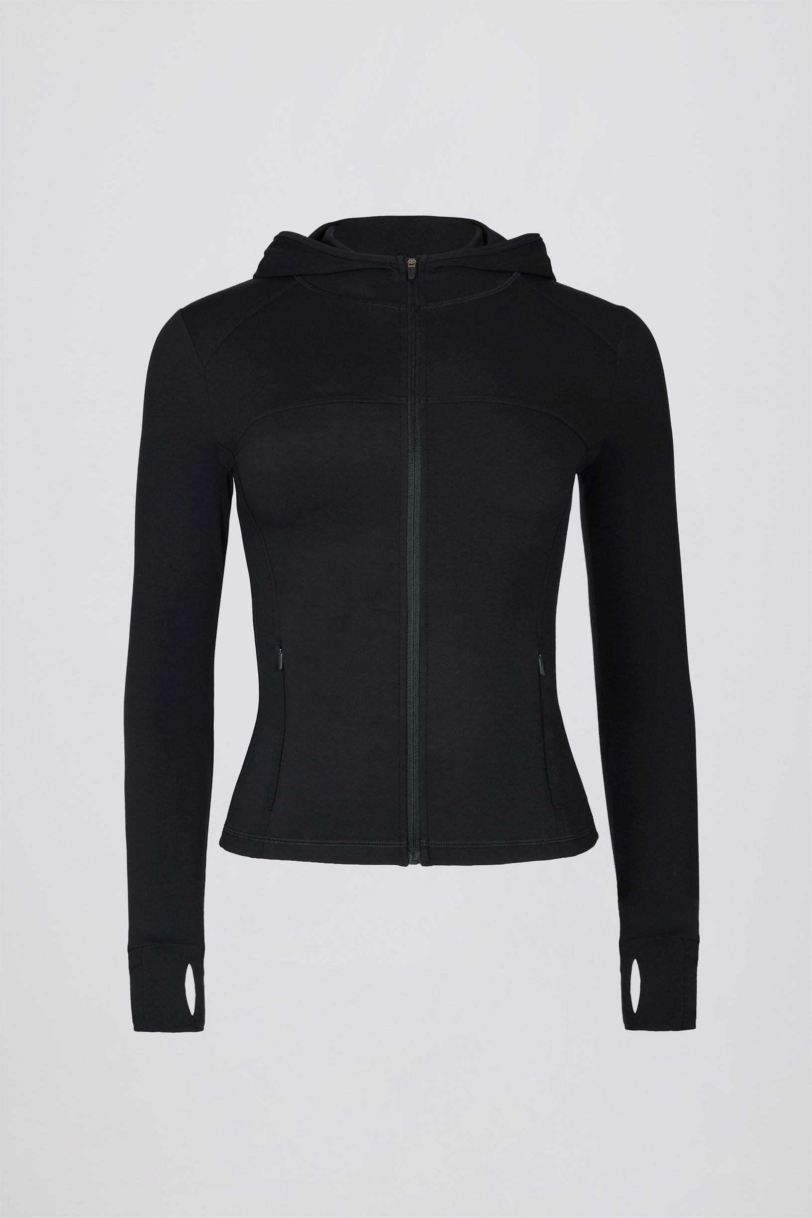 Soft Active Hooded Mid-Layer Jacket in Black - 1