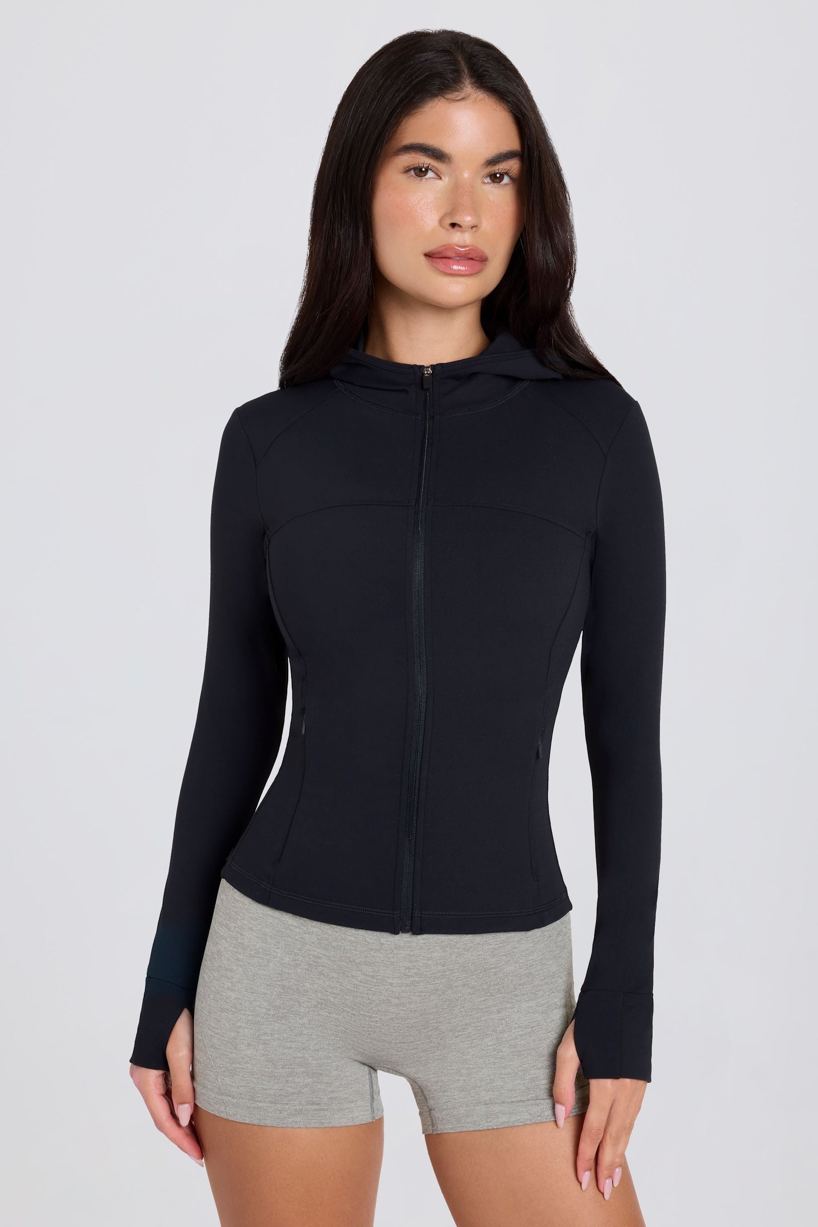 Soft Active Hooded Mid-Layer Jacket in Black - 2