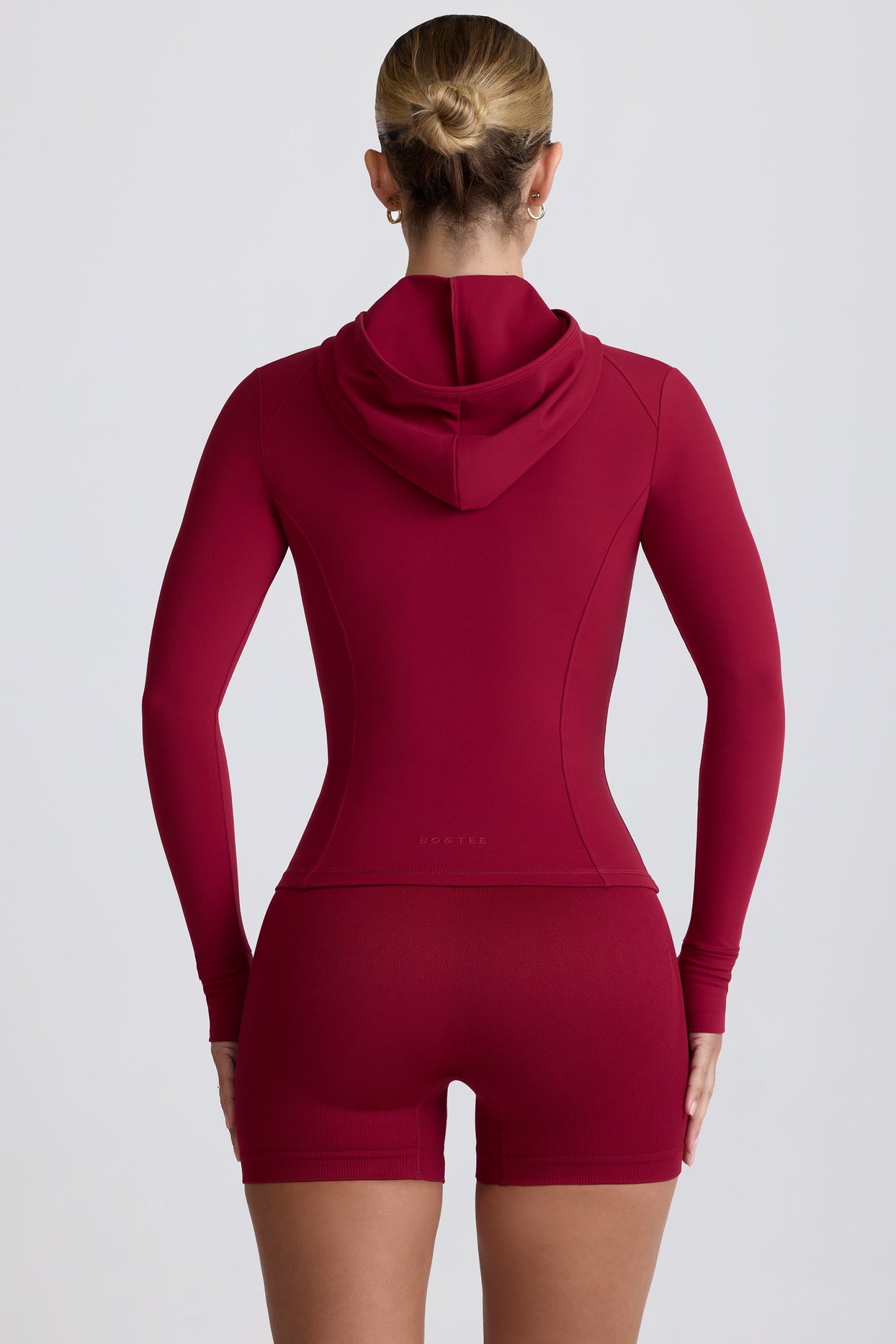 Soft Active Hooded Mid-Layer Jacket in Burgundy