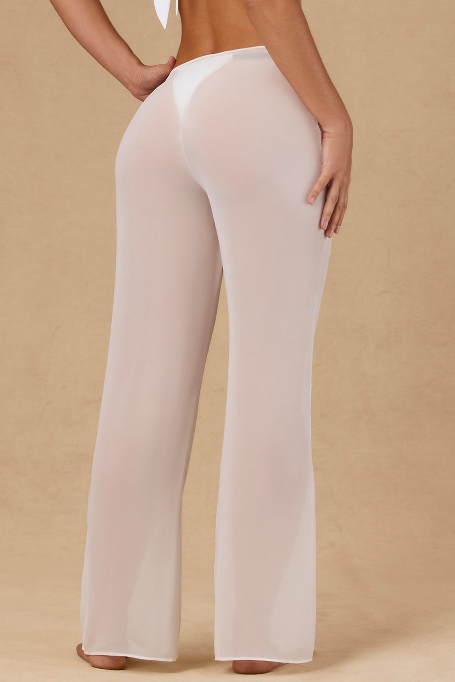 Tie-Front Wide-Leg Trousers in White