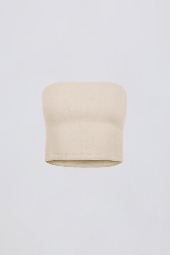 بلوزة باندو من الجيرسي المصقول باللون البني الفاتح