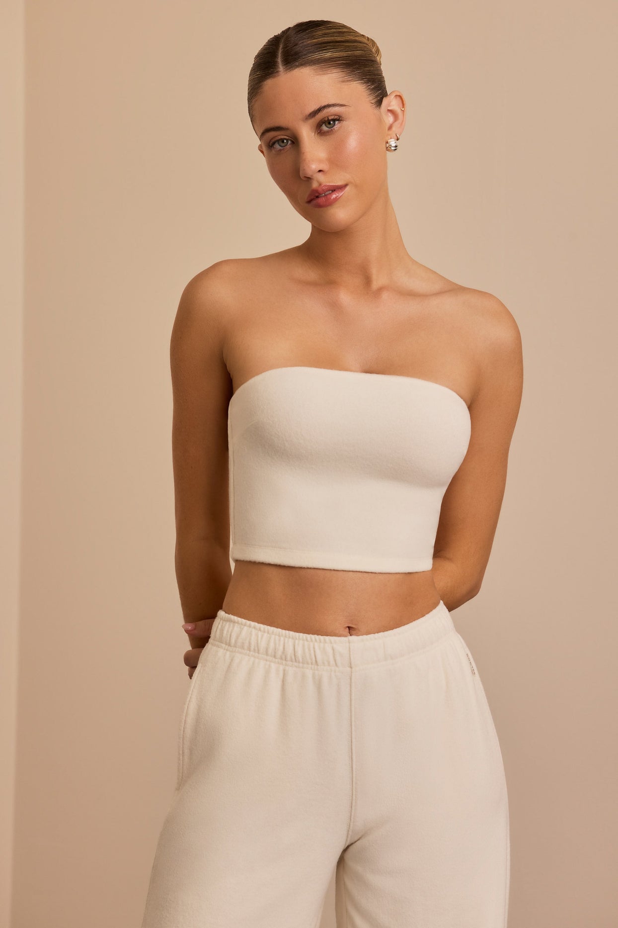 Brushed Jersey Bandeau Top in Ecru