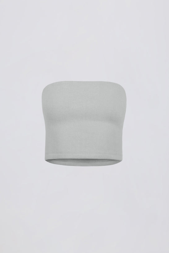 بلوزة باندو جيرسي مصقولة باللون الرمادي الضبابي