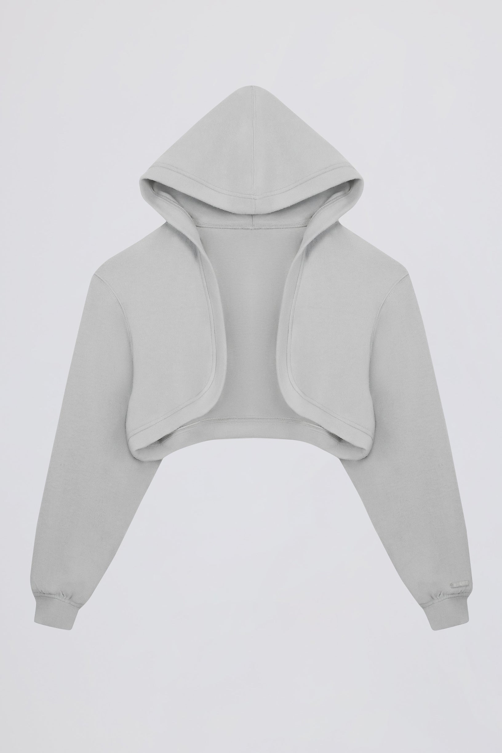 Brushed Jersey Hooded Cropped Shrug in Fog Grey - 2