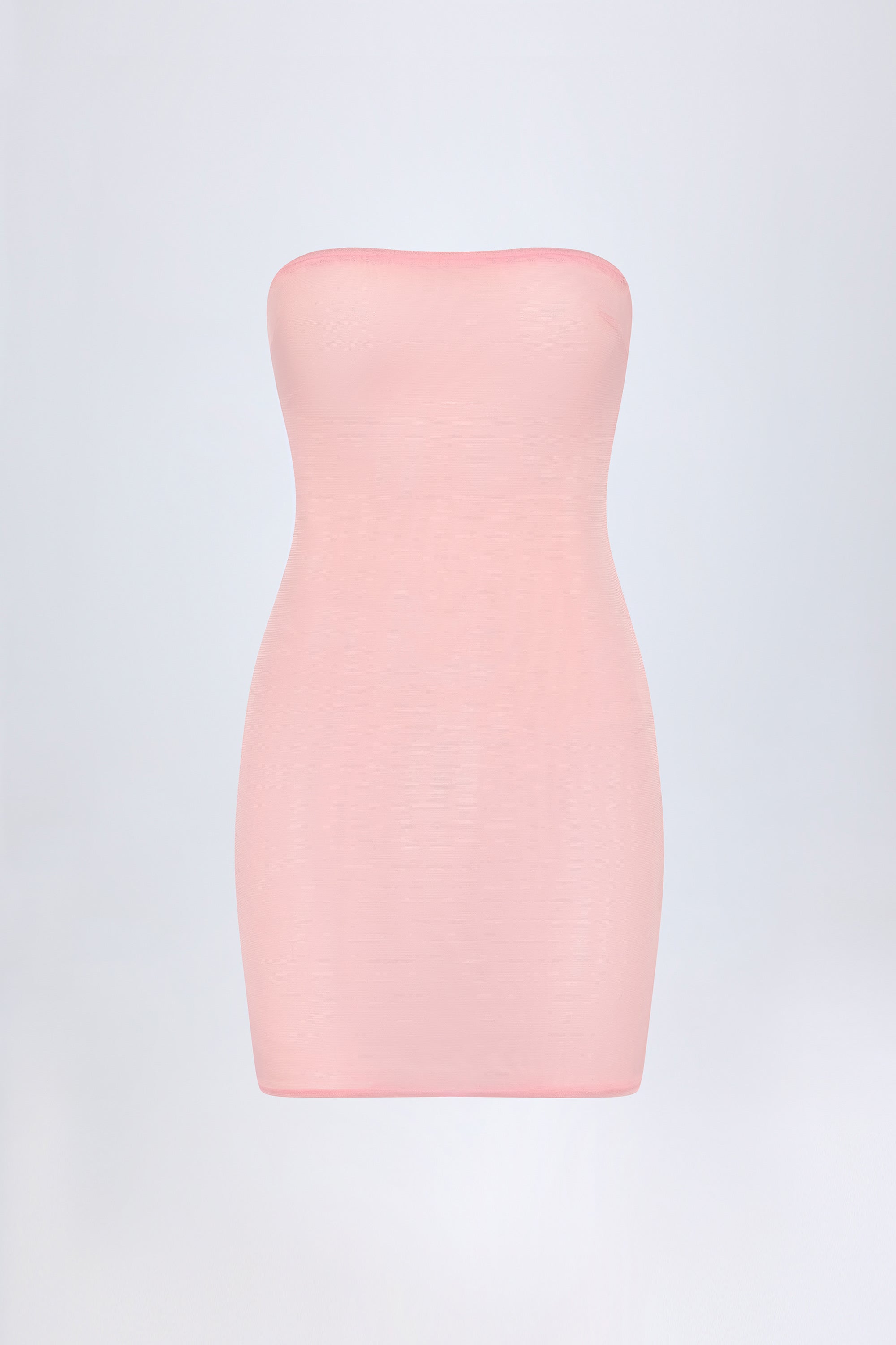 Soft Sheer-Mesh Bandeau Mini Slip Dress in Pink