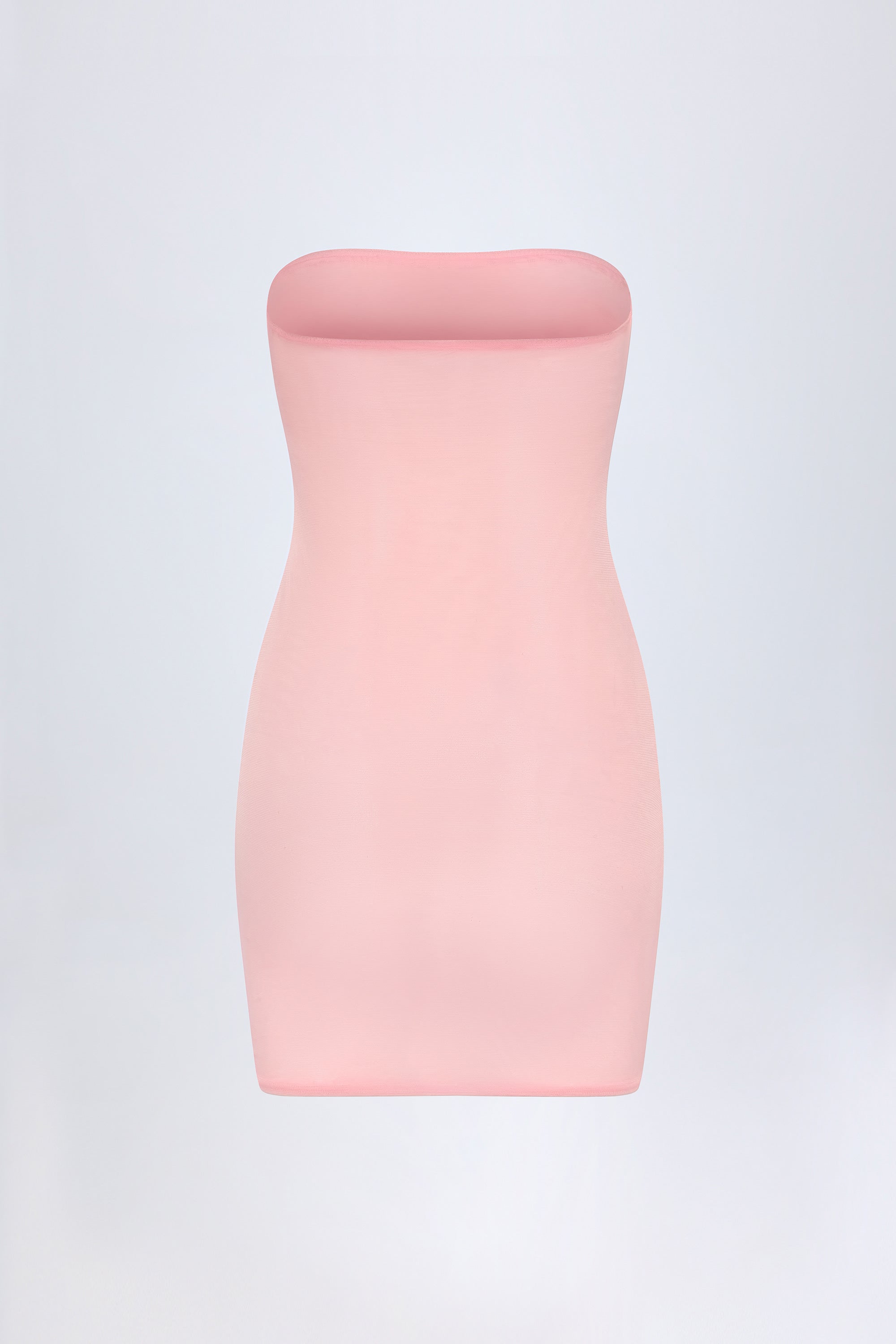 Soft Sheer-Mesh Bandeau Mini Slip Dress in Pink